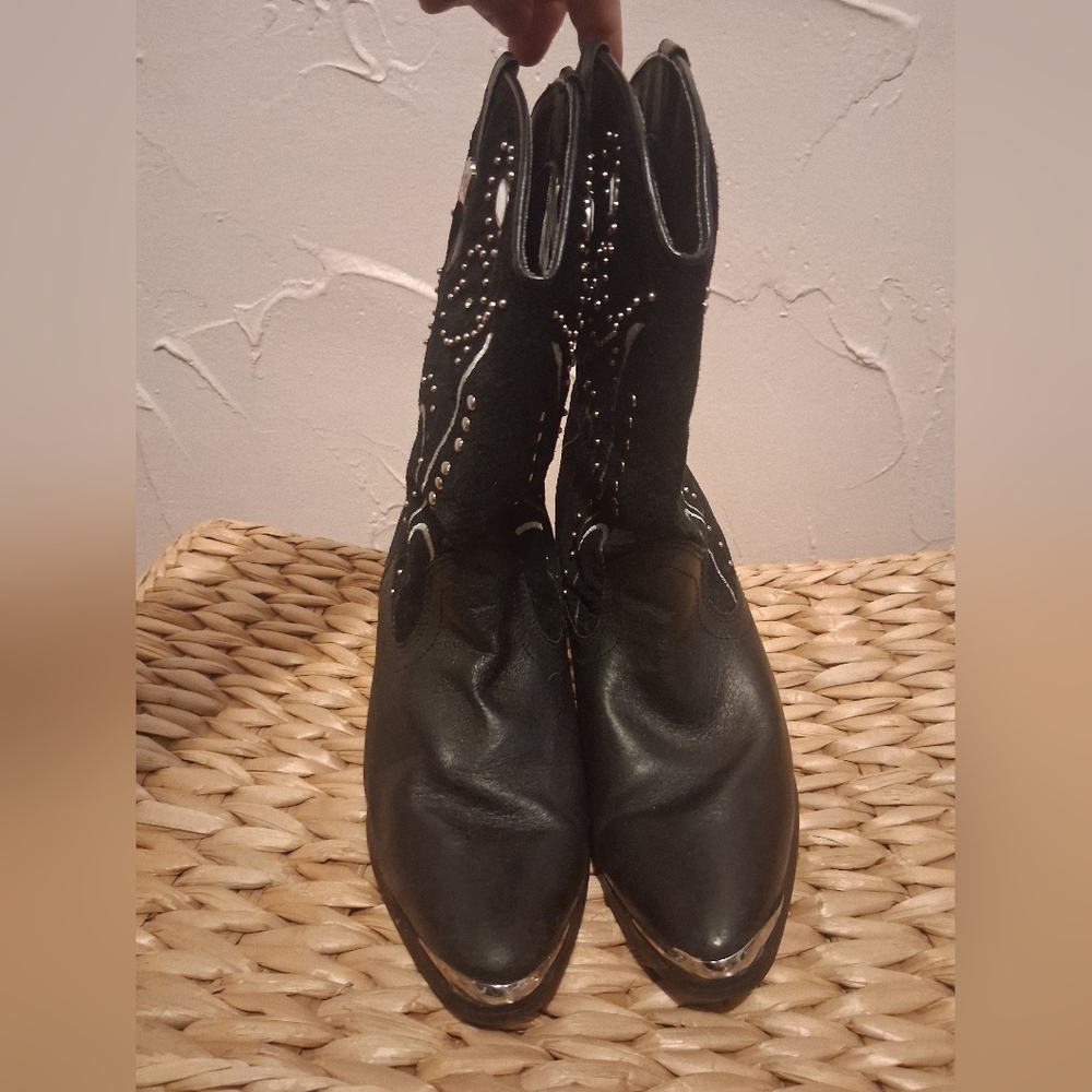 Dingo Ava Western Cowboy Boot Leather Upper Black Womens Size 8 - Picture 2 of 5